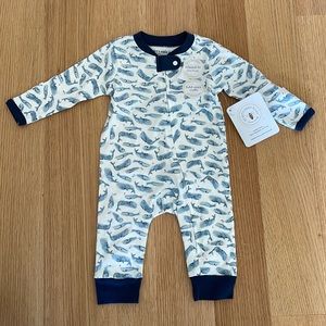 Burt’s Bees Baby pajamas, whale print, size 0-3M, NWT